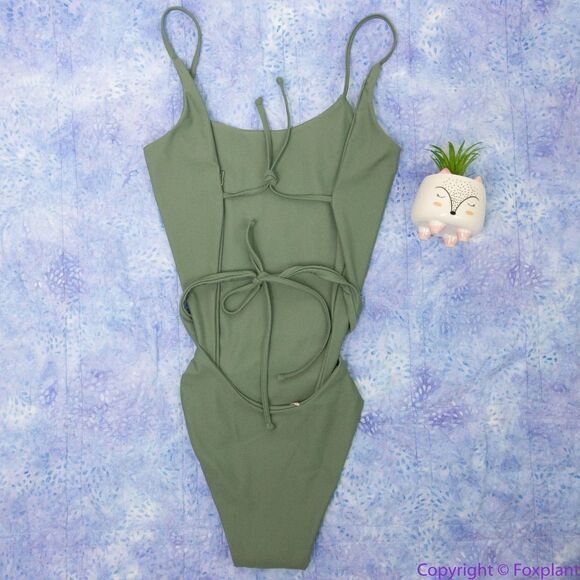 NEW Free People X Mare Perpetua Essential One Piece Swimsuit In Sage, L - Picture 6 of 16